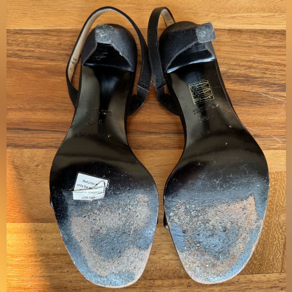 Celine Black Heeled Sandals with Silver Chain - Picture 6 of 6